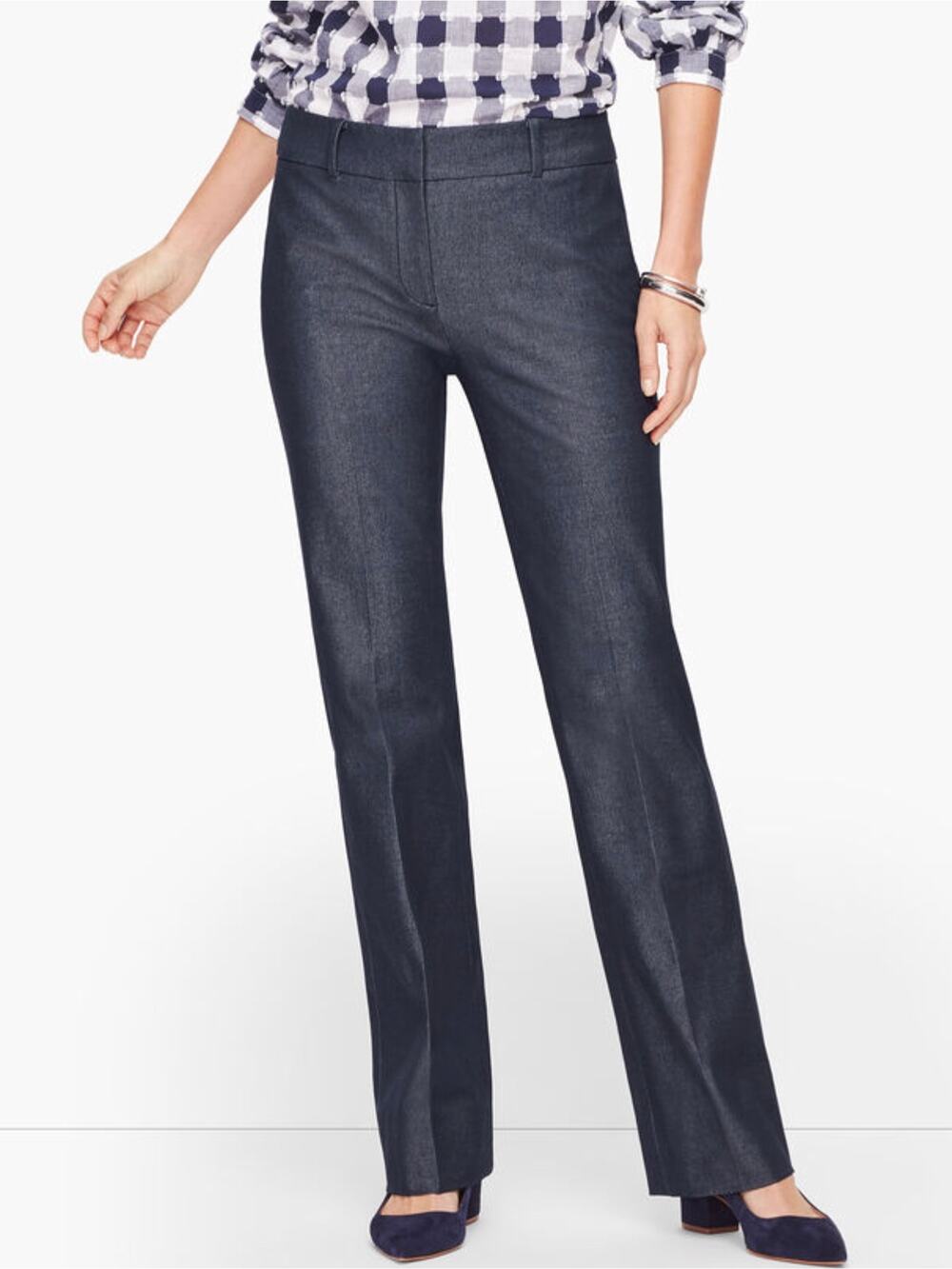 Talbots Womens 6 Blue Newport Lightweight Mid Rise Work Casual Pants Office